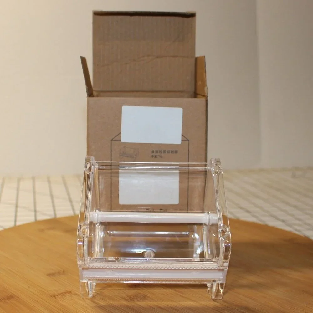 Clear Acrylic Label Dispenser With Serrated Edge For Office & Home Use